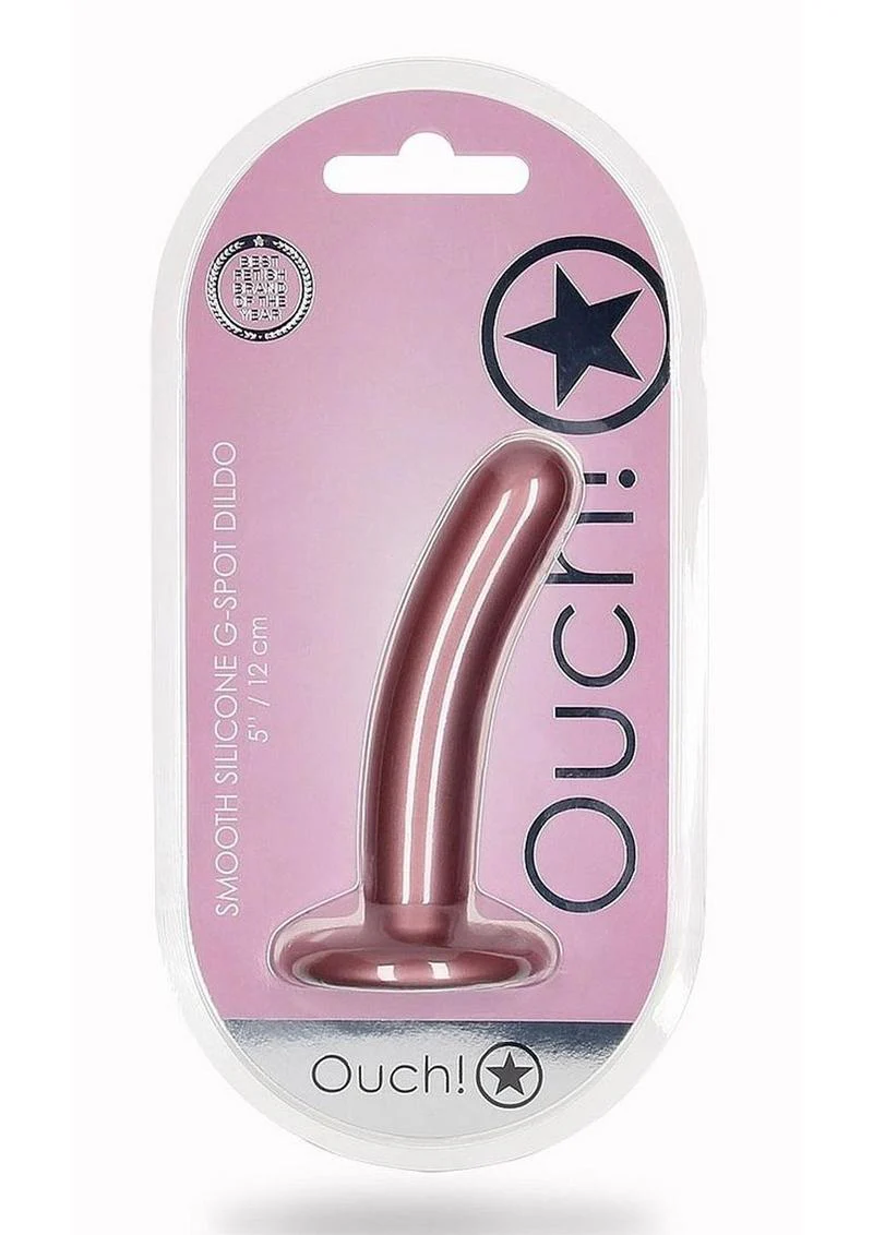 Ouch! Smooth G-Spot Silicone Dildo 5in - Metallic - Image 3