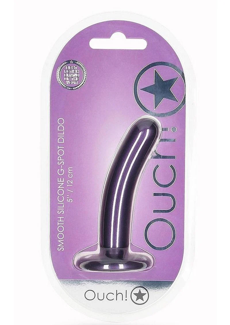 Ouch! Smooth G-Spot Silicone Dildo 5in - Metallic - Image 6