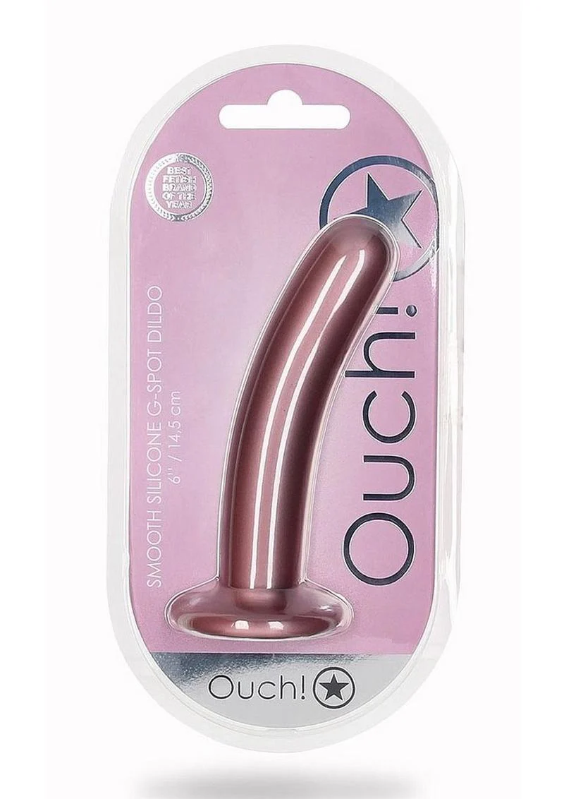 Ouch! Smooth G-Spot Silicone Dildo 6in - Metallic - Image 3