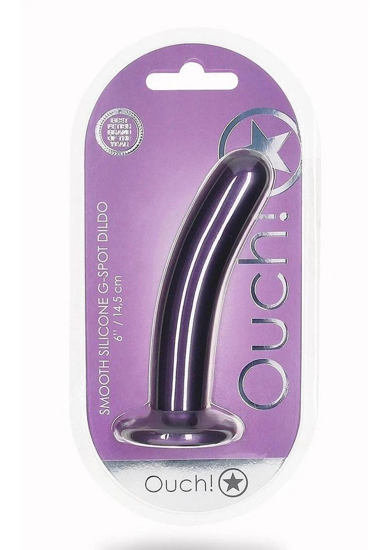 Ouch! Smooth G-Spot Silicone Dildo 6in - Metallic - Image 6