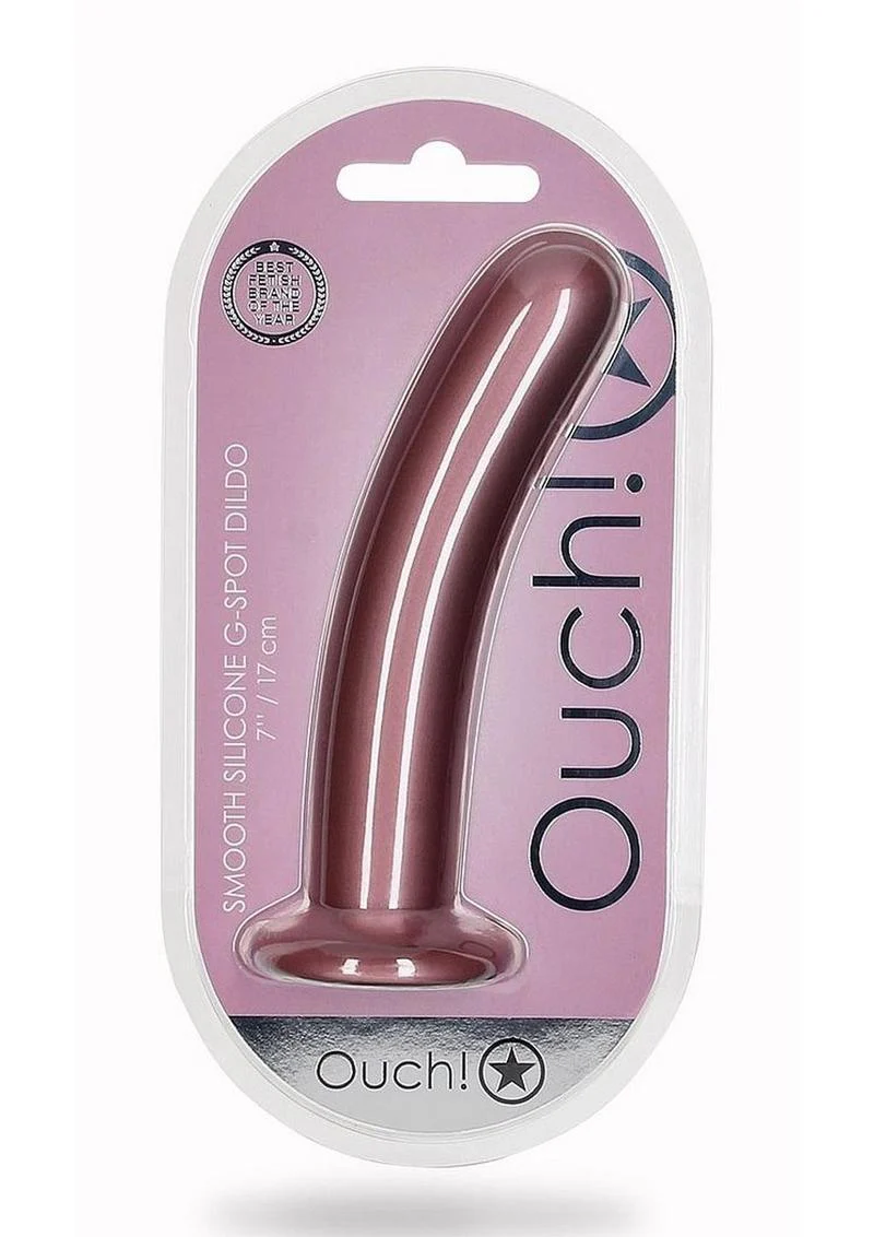 Ouch! Smooth G-Spot Silicone Dildo 7in - Metallic - Image 3