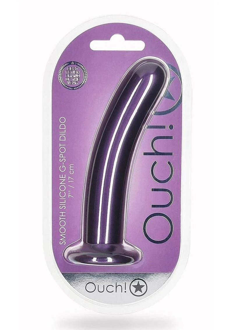 Ouch! Smooth G-Spot Silicone Dildo 7in - Metallic - Image 6