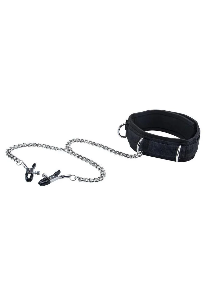 Ouch! Velcro Collar with Nipple Clamps