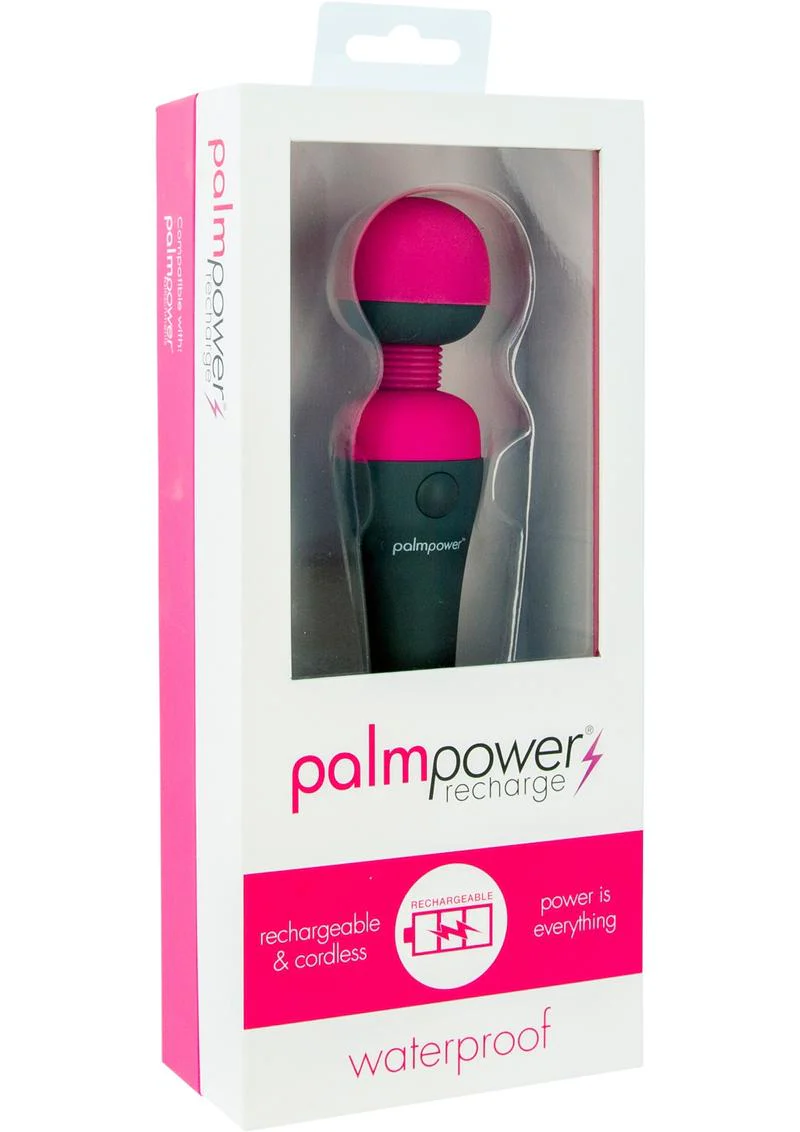 Palmpower Rechargeable Silicone Personal Wand Massager - Fuschia - Image 2