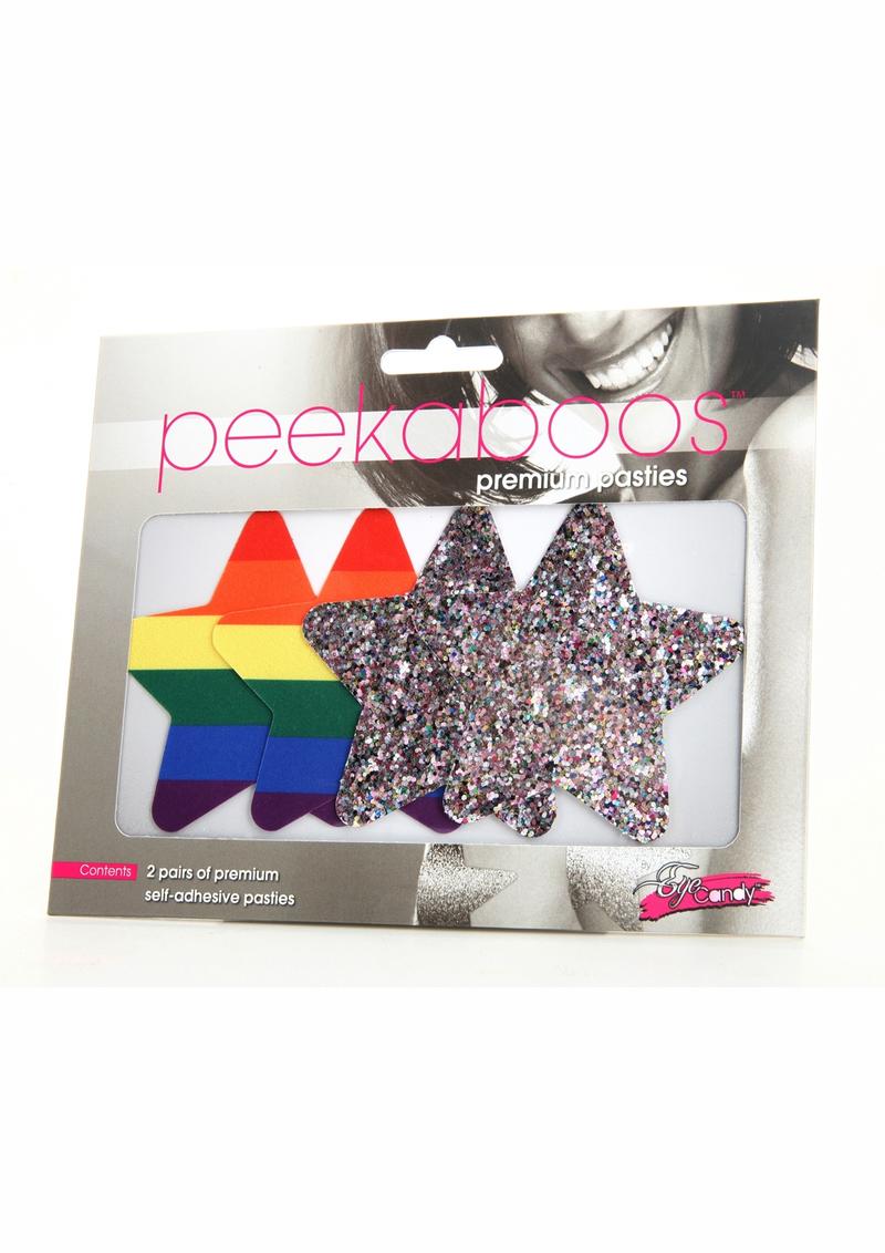 Peekaboo Pride Rainbow Glitter Stars Pasties - Image 2