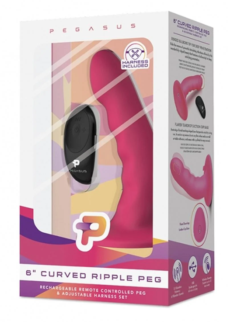 Pegasus Curved Ripple Peg Rechargeable Dildo with Remote Control - Image 2