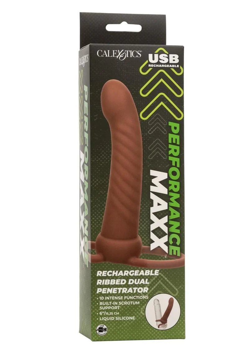 Performance Maxx Rechargeable Silicone Ribbed Dual Penetrator Extender - Image 6