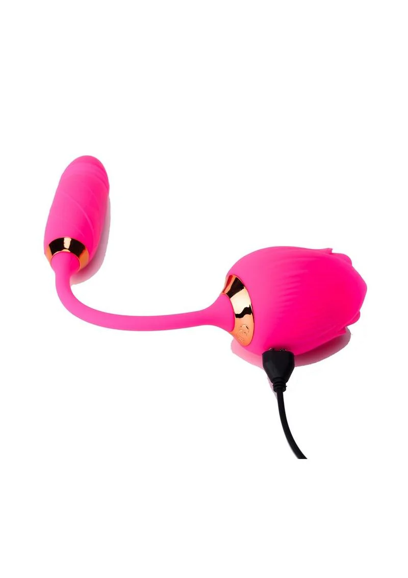 Pink Pussycat Vibrating Thrusting Rechargeable Silicone Rose with Remote - Image 4