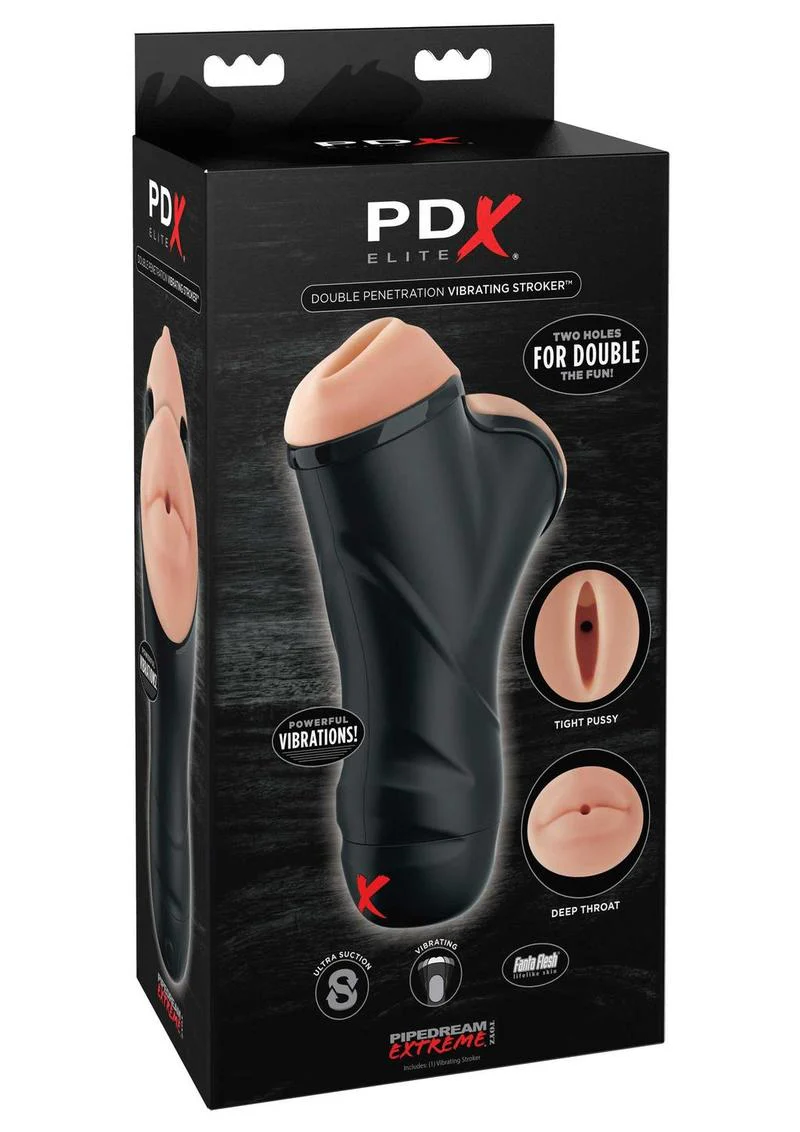 Pipedream Extreme Elite Double Penetration Vibrating Masturbator - Pussy and Mouth - Image 2