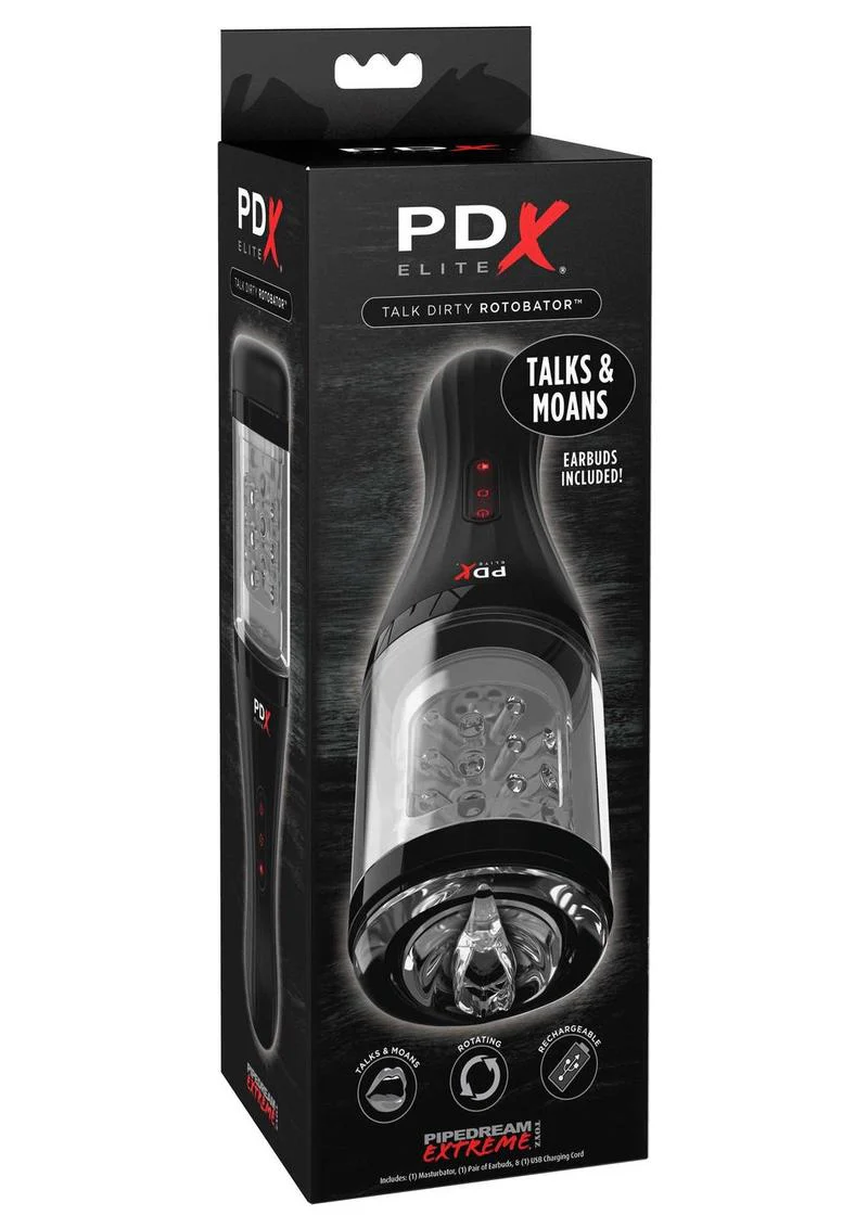 Pipedream Extreme Elite Rechargeable Talk Dirty Rotobator Masturbator - Pussy - Image 2