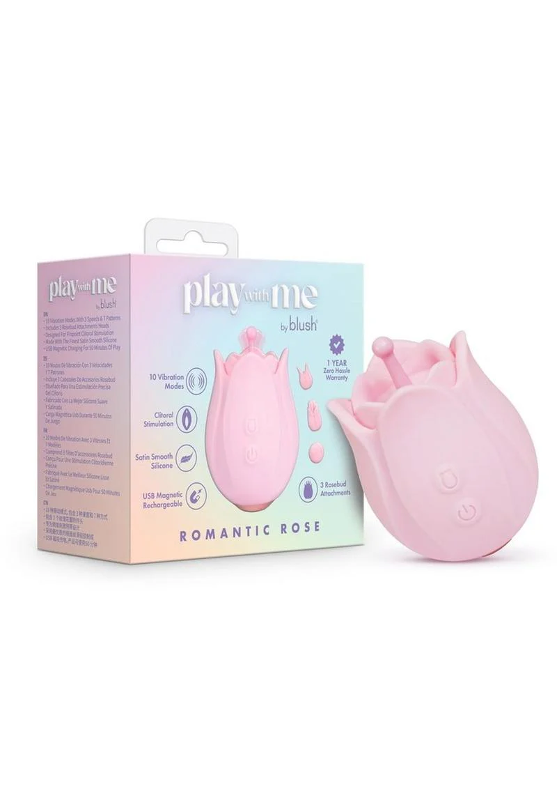 Play with Me Romanic Rose Rechargeable Silicone Clitoral Stimulator - Image 2
