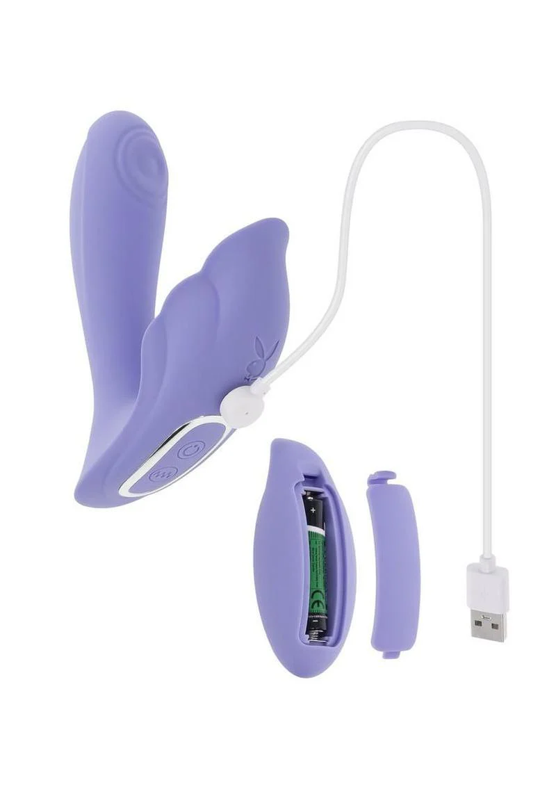 Playboy Lilac Fantasy Rechargeable Silicone Tapping Dual Vibrator with Remote - Image 4