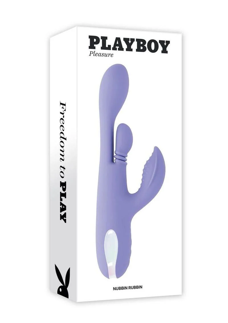 Playboy Nubbin Rubbin Rechargeable Silicone Triple Motor Vibrator with Clitoral Stimulator - Image 2