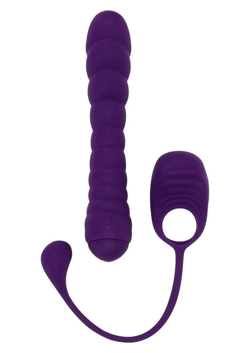Playboy Twisted Playground Rechargeable Silicone Dual Vibrator with Detachable C-Ring Anal Tail - Image 3