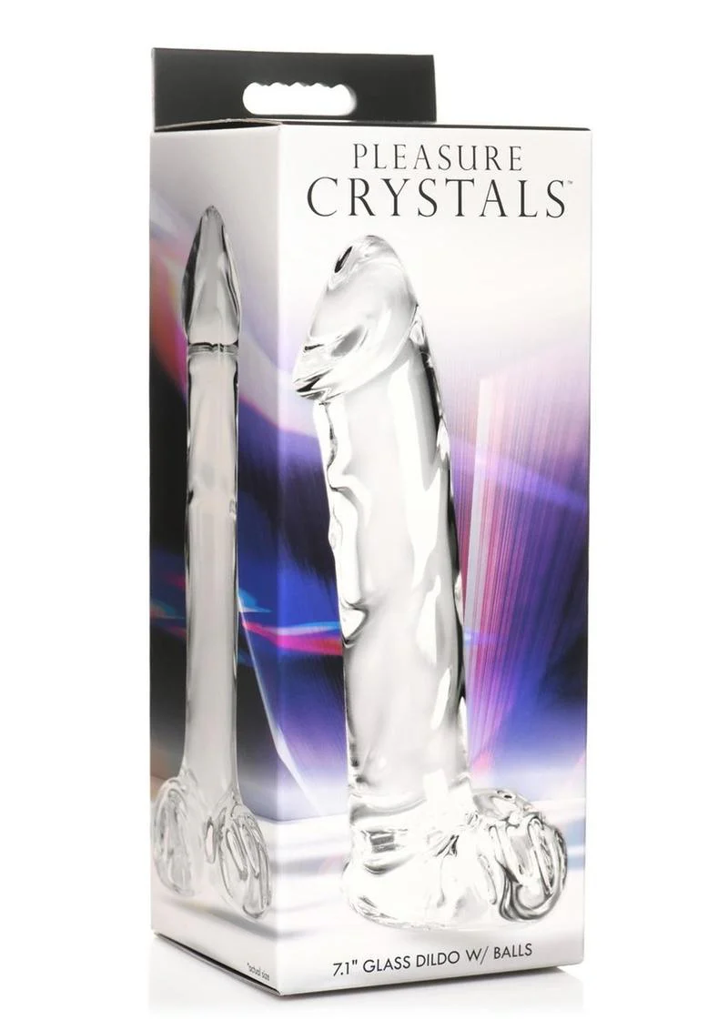 Pleasure Crystals Glass Dildo with Balls - Image 2