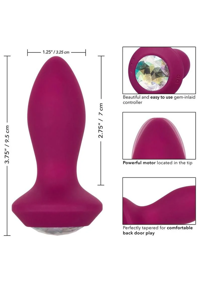 Power Gem Vibrating Petite Crystal Probe Silicone Rechargeable Butt Plug - Image 12