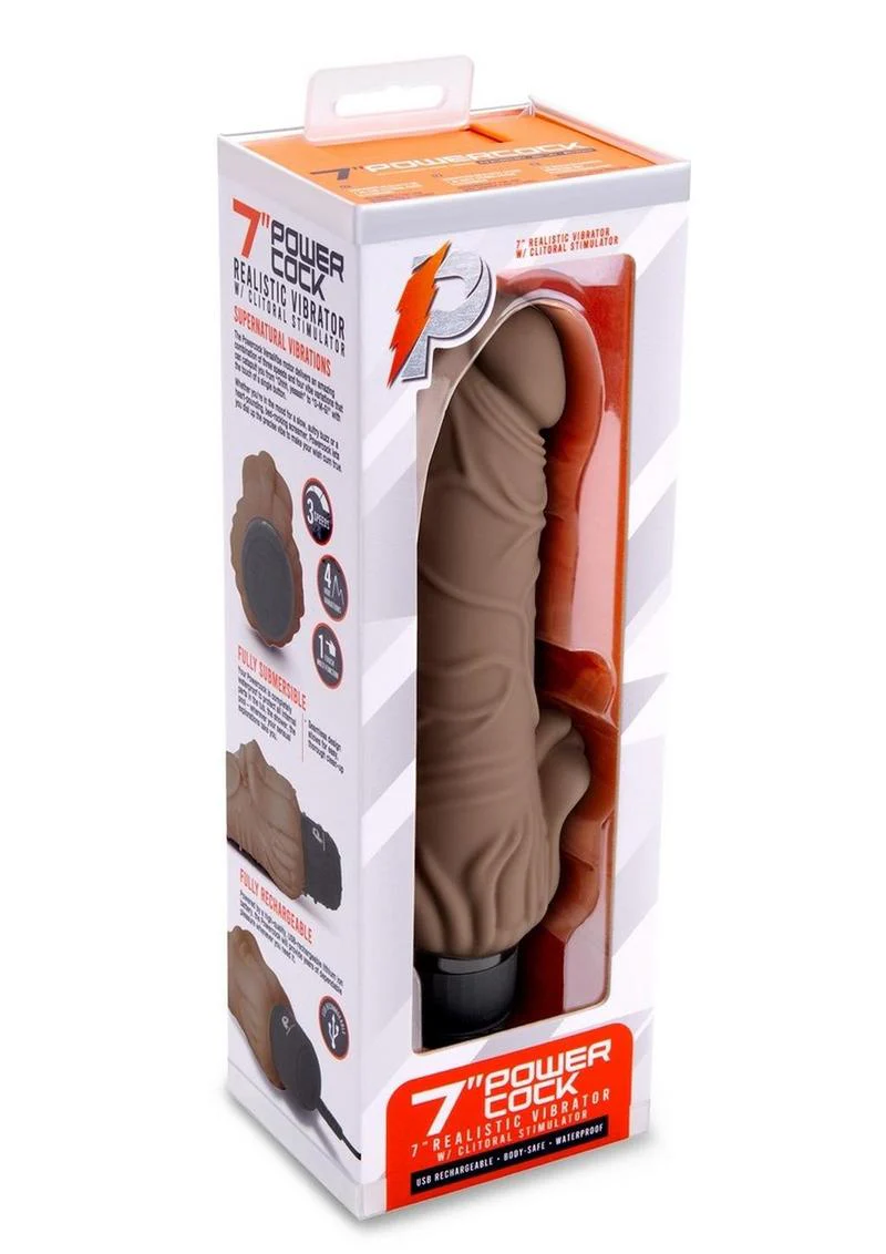 Powercocks Silicone Realistic Vibrator with Clitoral Stimulator - Image 11