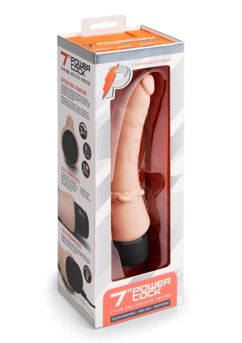 Powercocks Silicone Rechargeable Slim Anal Realistic Vibrator - Image 12