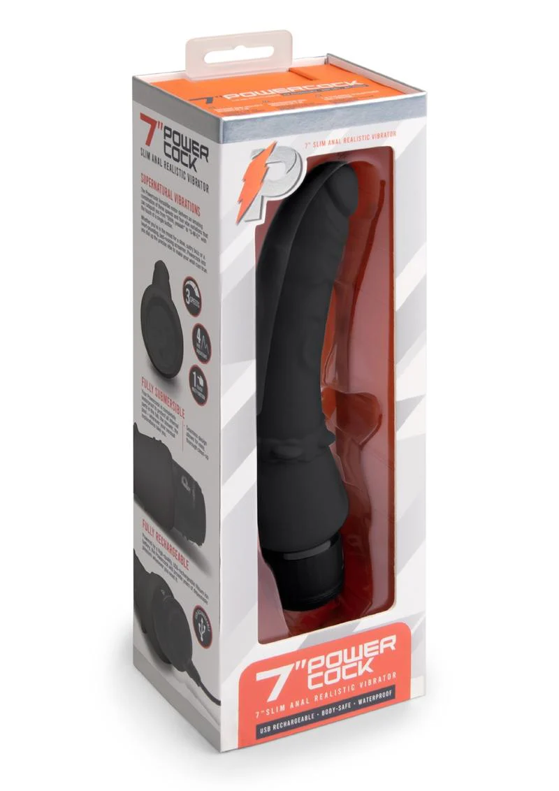 Powercocks Silicone Rechargeable Slim Anal Realistic Vibrator - Image 5