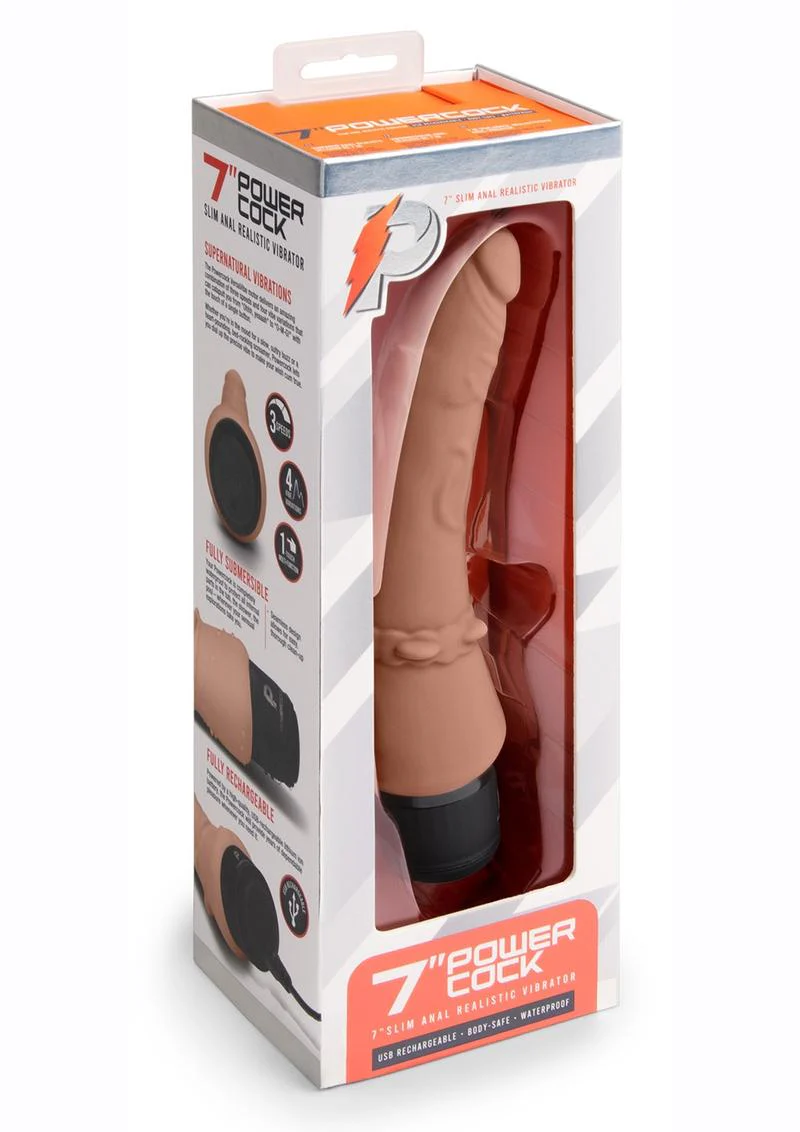 Powercocks Silicone Rechargeable Slim Anal Realistic Vibrator - Image 8