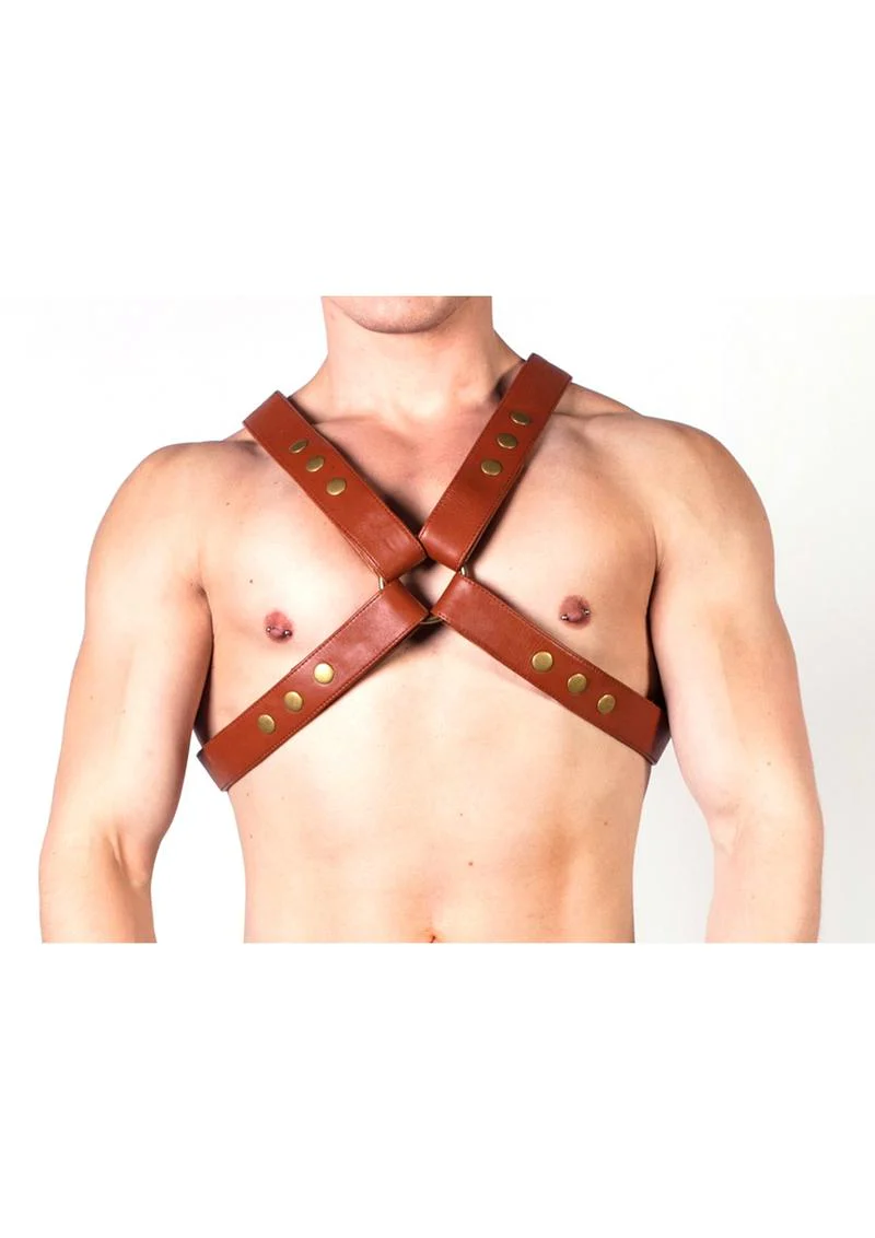 Prowler Red X Chest Harness - XXLarge - Brown/Brass