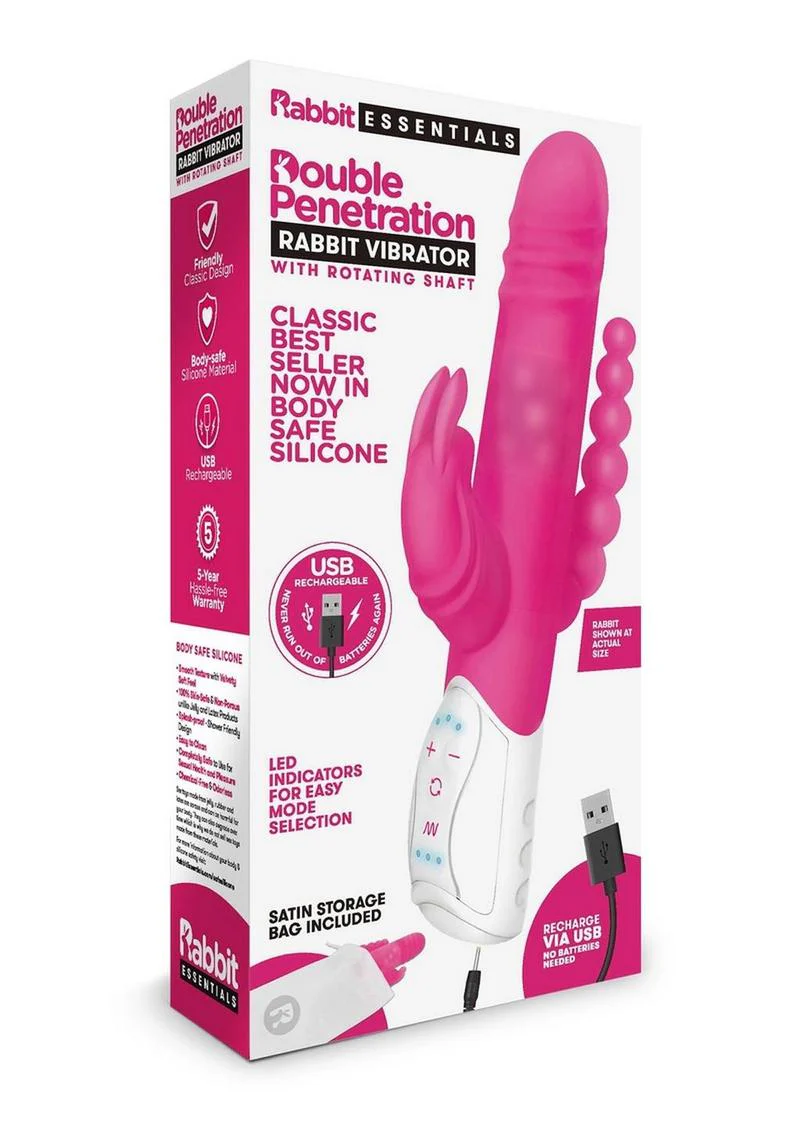 Rabbit Essential Silicone Rechargeable Double Penetration Rabbit Vibrator - Image 6