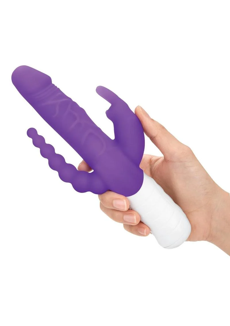Rabbit Essentials Silicone Rechargeable Slim Realistic Double Penetration Rabbit Vibrator - Image 4