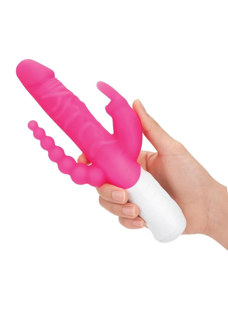 Rabbit Essentials Silicone Rechargeable Slim Realistic Double Penetration Rabbit Vibrator - Image 7