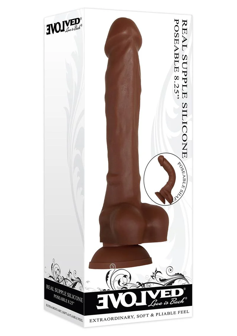 Real Supple Poseable Silicone Dildo with Balls - Image 6
