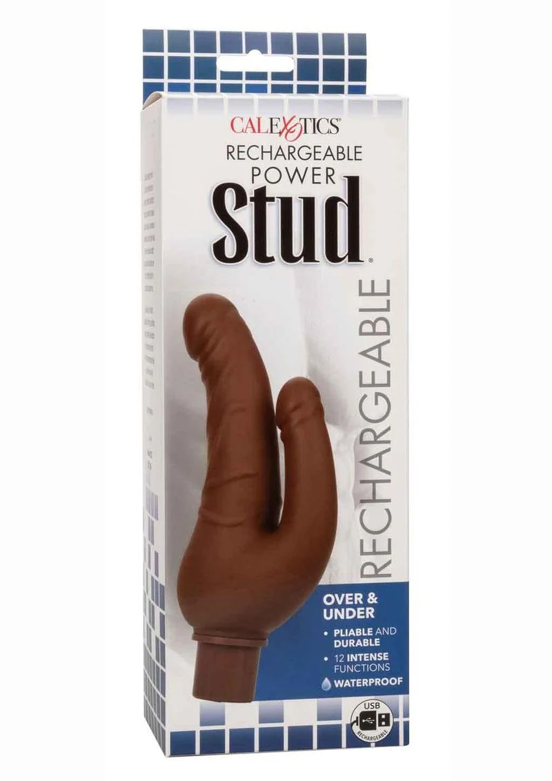 Rechargeable Power Stud Over and Under Silicone Vibrating Double Dong - Image 4