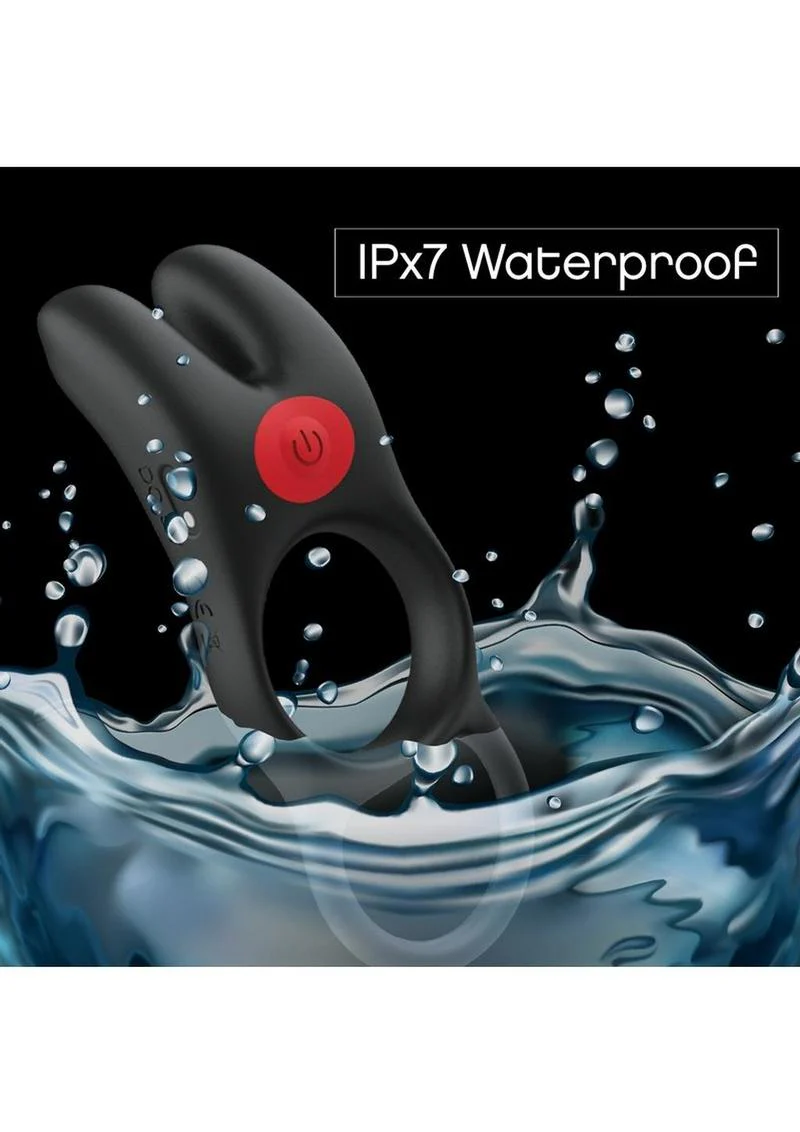 Red Dot Silicone Rechargeable Vibrating Cock Ring V1 with Remote Control - Image 4