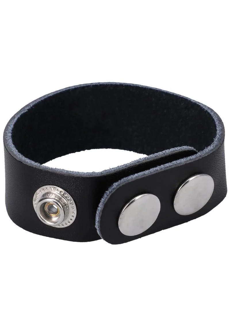 Rock Solid The Leather 3 Snap Adjustable Cock Ring