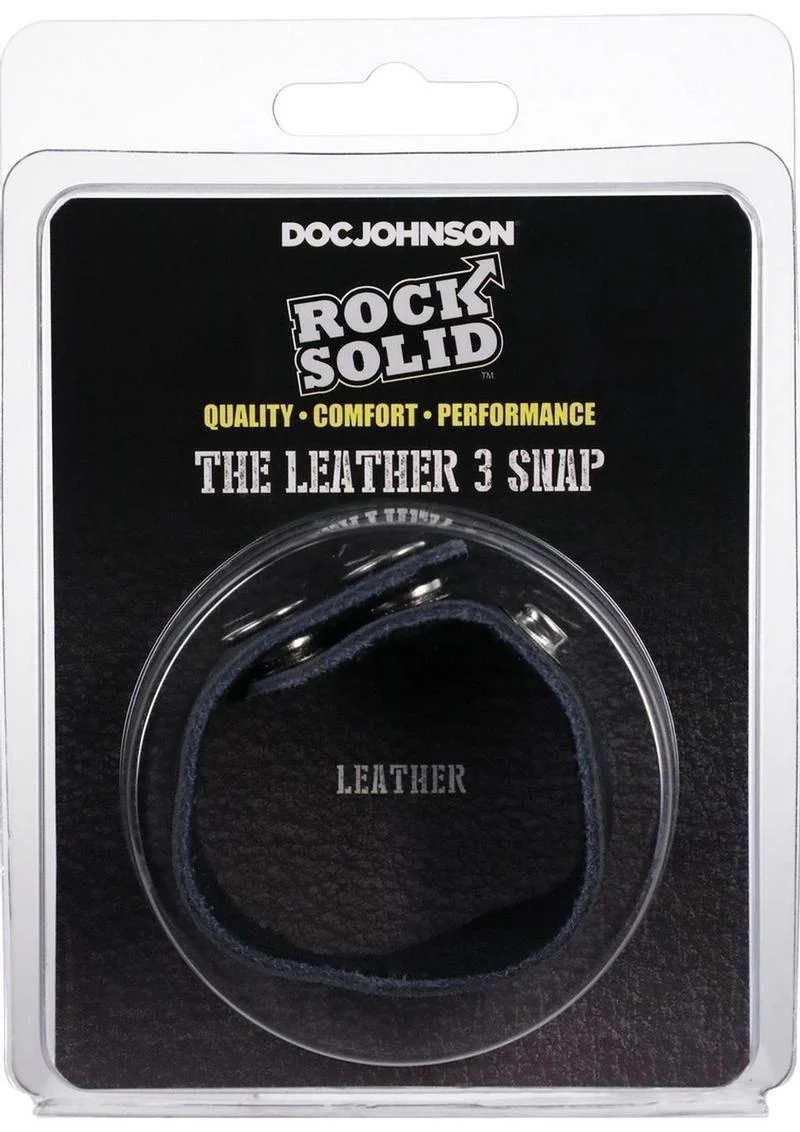Rock Solid The Leather 3 Snap Adjustable Cock Ring - Image 2