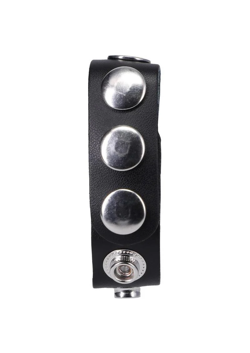 Rock Solid The Leather 3 Snap Adjustable Cock Ring - Image 4
