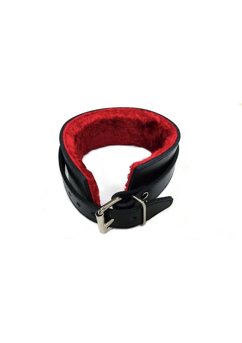 Rouge Leather Collar with Faux Fur Lining - Image 9
