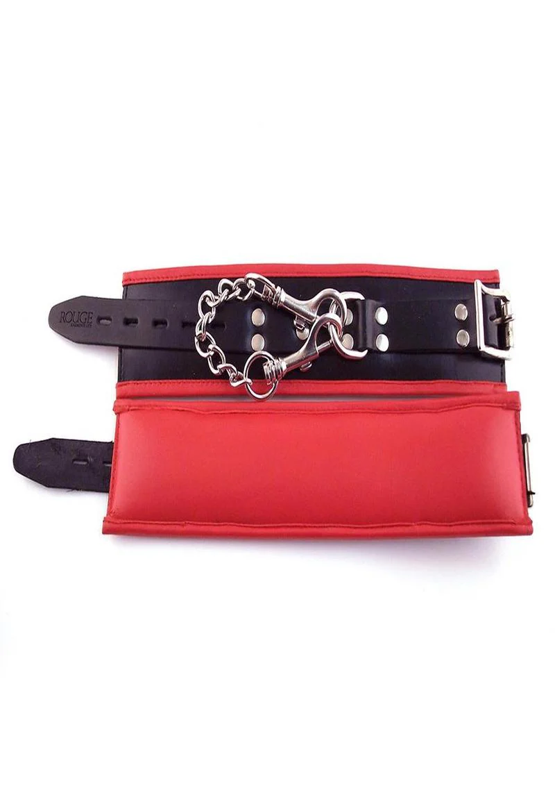 Rouge Padded Leather Adjustable Wrist Cuffs - Image 11