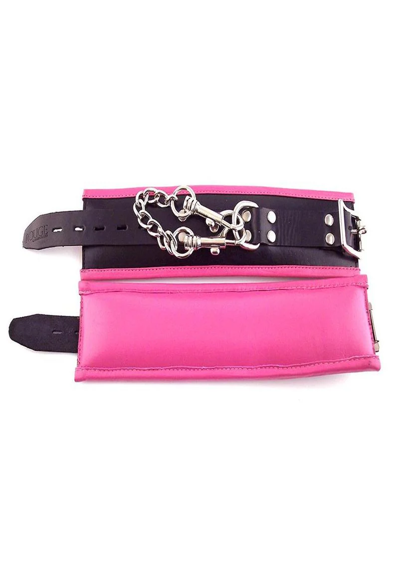 Rouge Padded Leather Adjustable Wrist Cuffs - Image 2