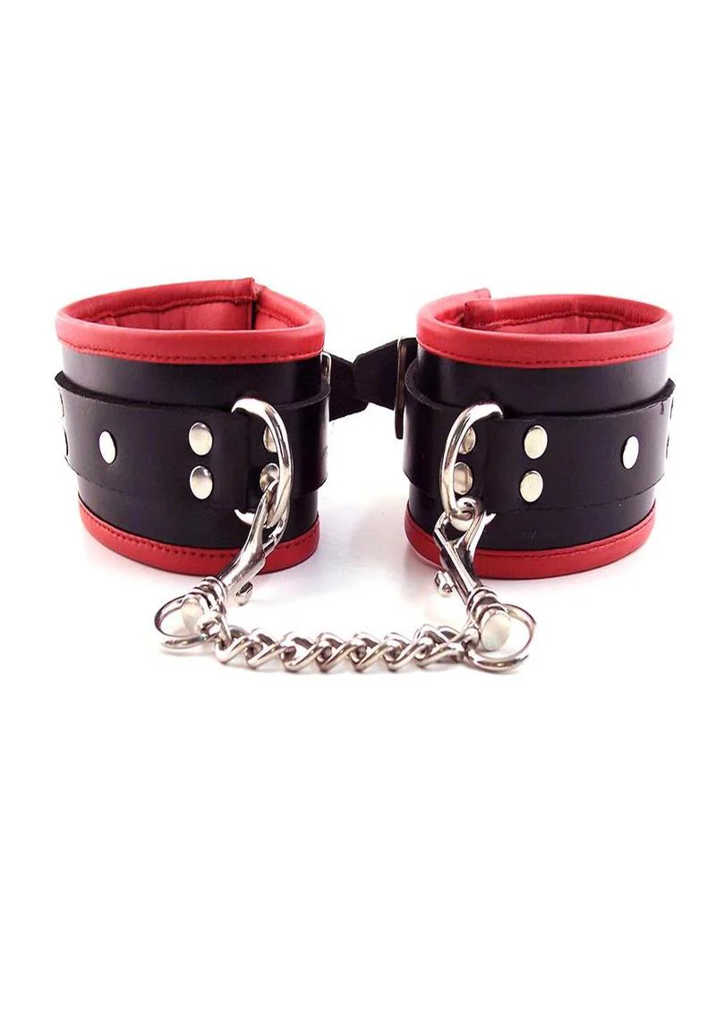 Rouge Padded Leather Adjustable Wrist Cuffs - Image 4