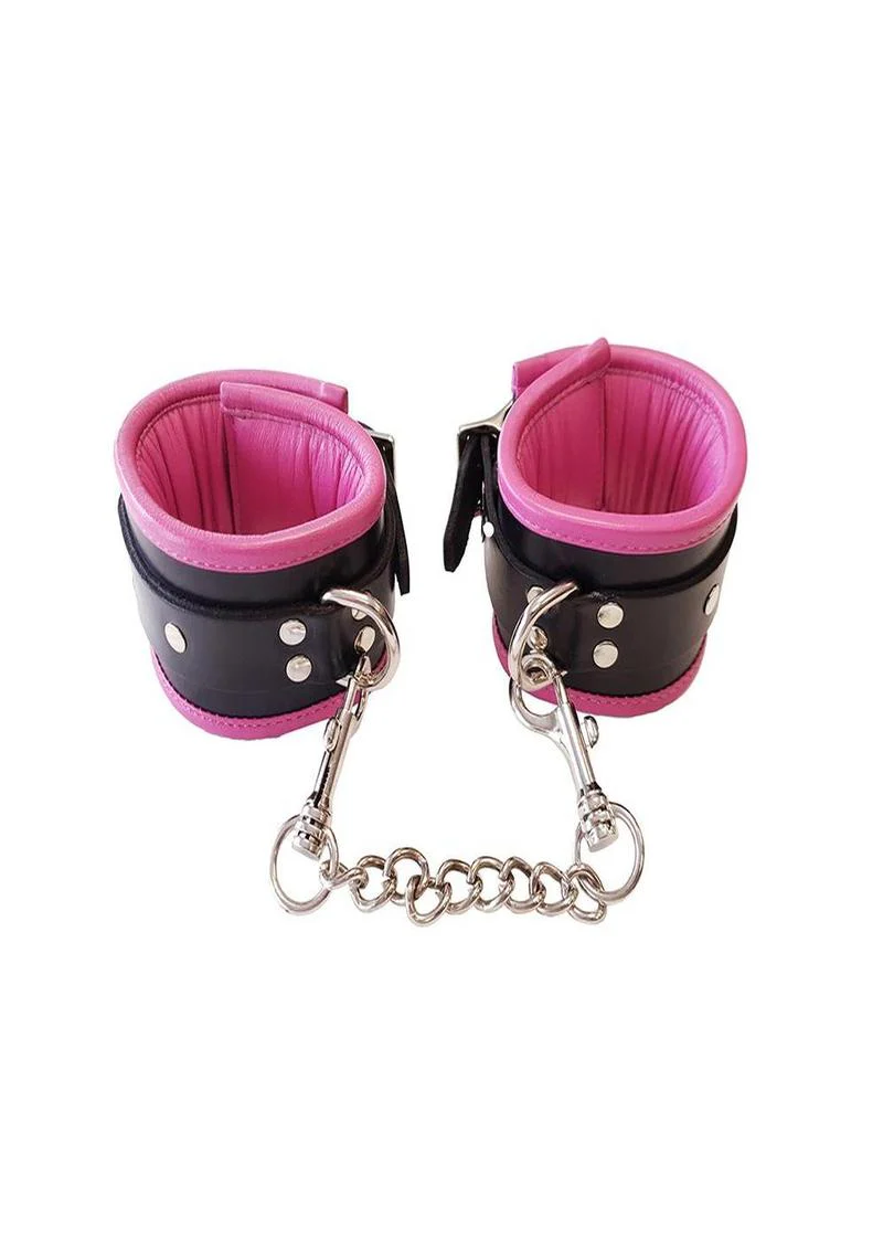 Rouge Padded Leather Adjustable Wrist Cuffs - Image 8