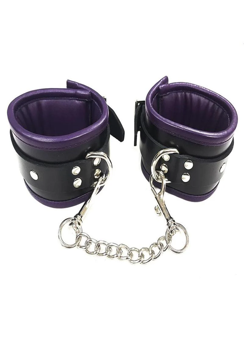 Rouge Padded Leather Adjustable Wrist Cuffs - Image 9