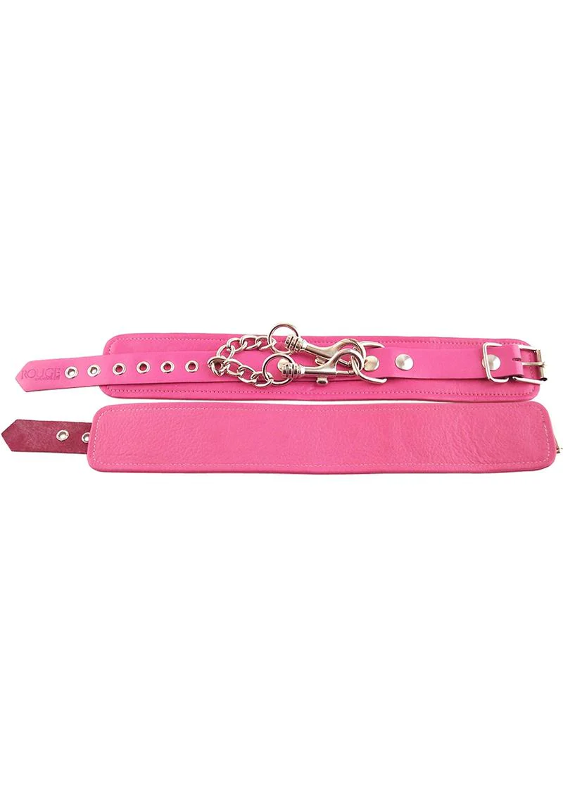 Rouge Plain Leather Adjustable Ankle Cuffs - Image 3