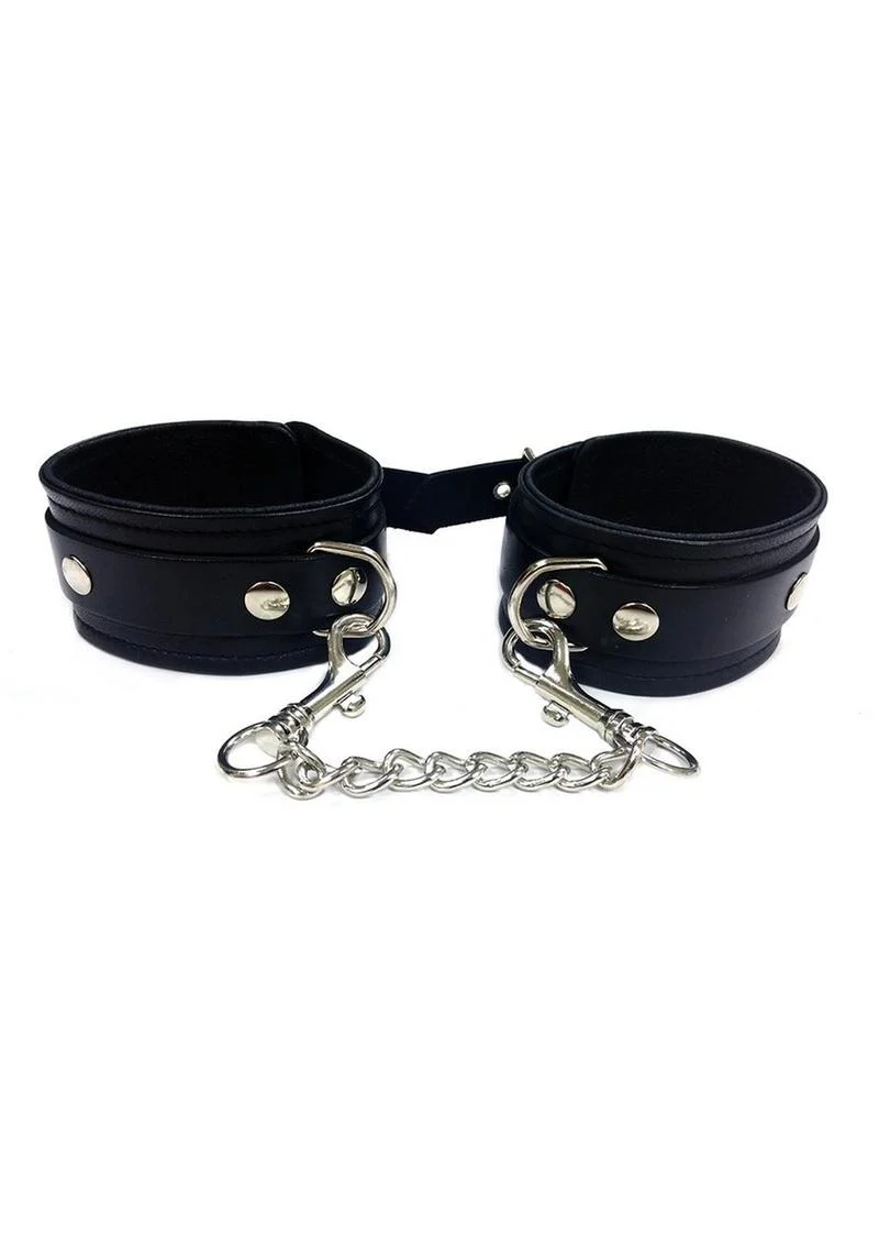 Rouge Plain Leather Adjustable Wrist Cuffs - Image 6