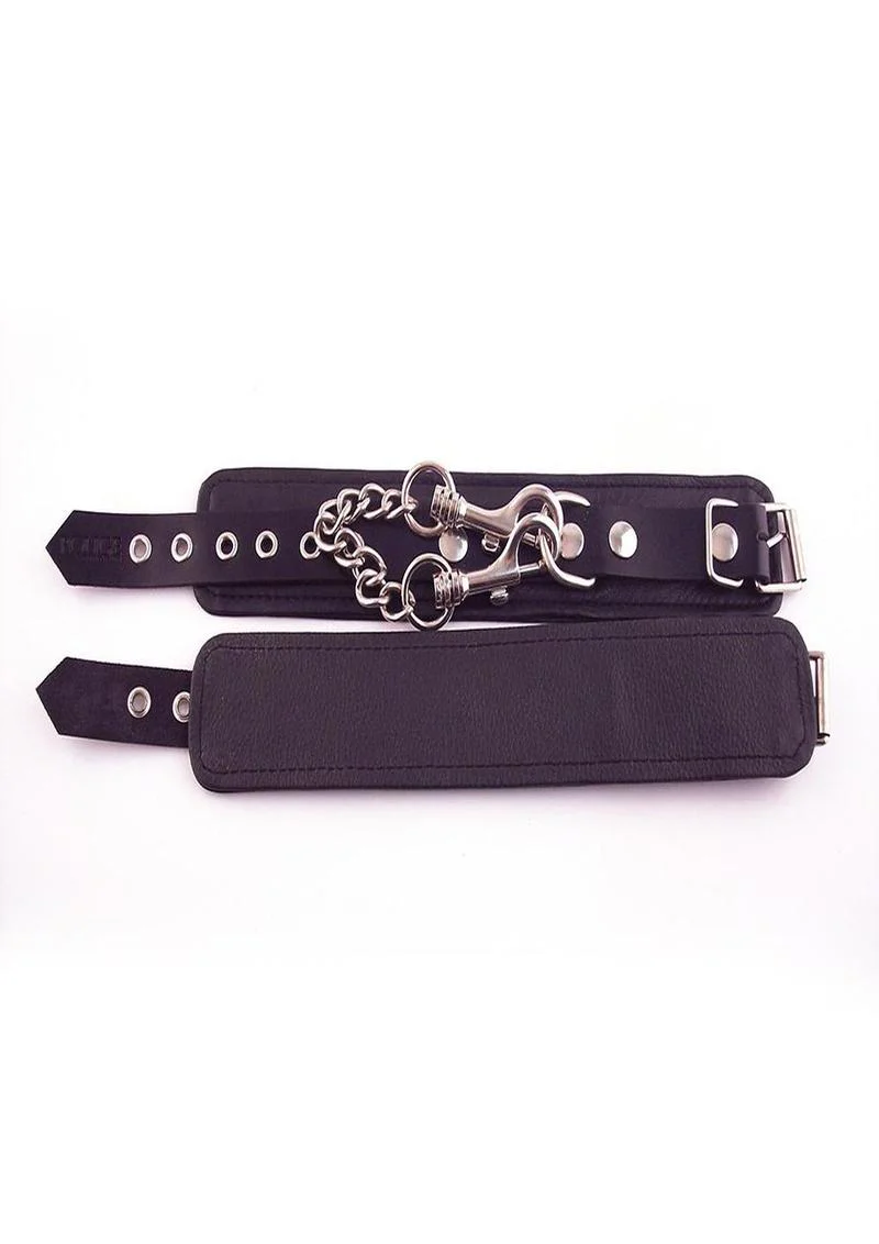 Rouge Plain Leather Adjustable Wrist Cuffs - Image 7