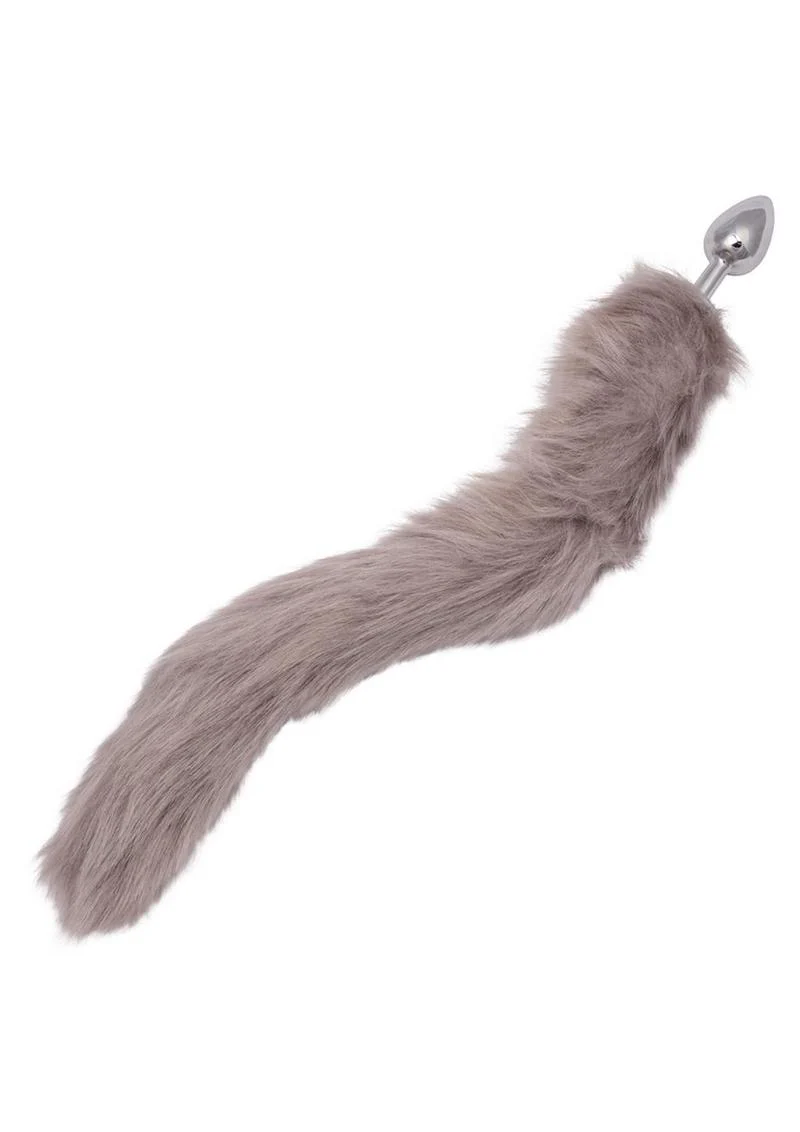 Running Wild Grey Tail Faux Fur Tail and Metallic Anal Plug - Image 3