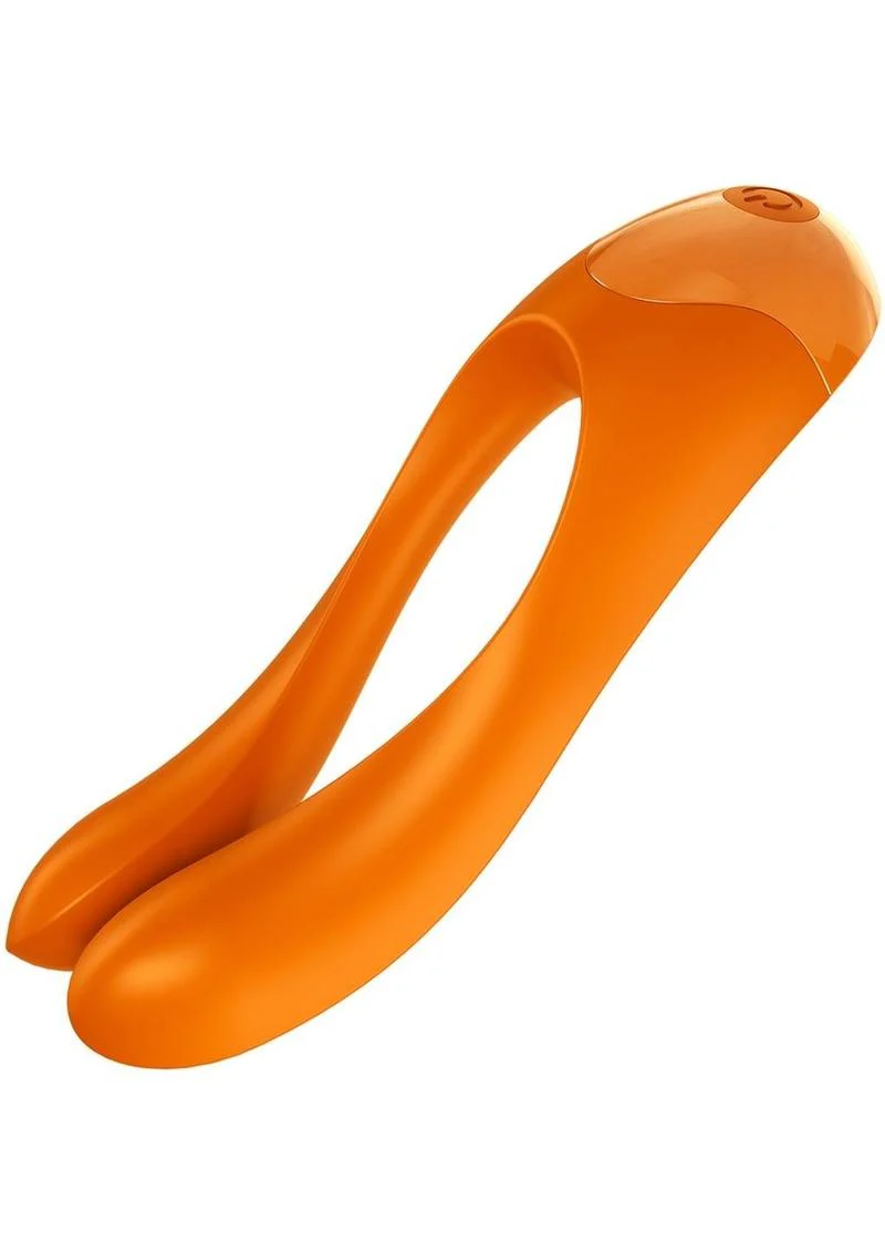 Satisfyer Candy Cane Silicone Rechargeable Mini Vibrator - Orange - Image 3