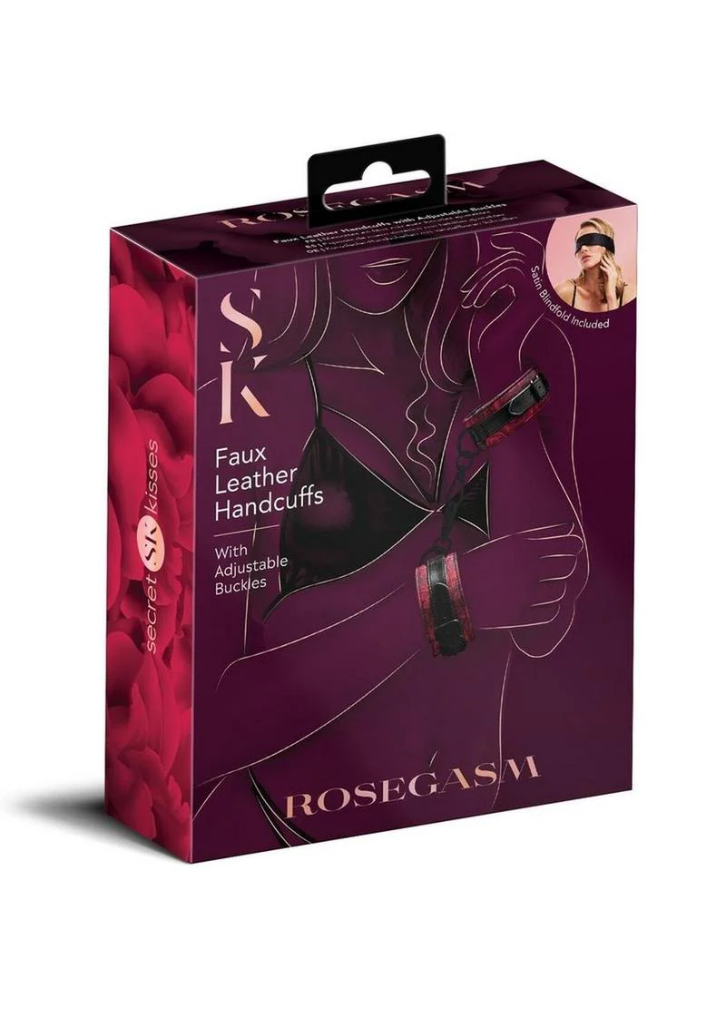 Secret Kisses Rosegasm Buckle Cuffs with Satin Blindfold - Image 2