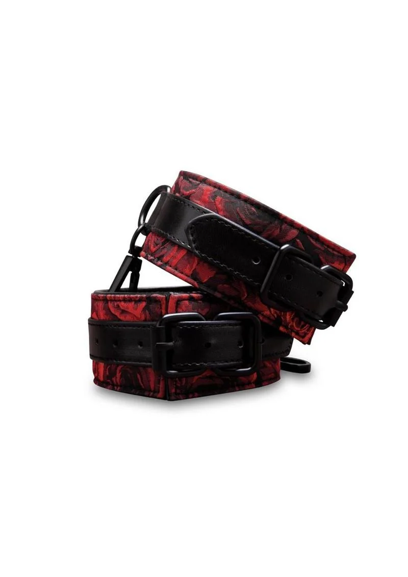 Secret Kisses Rosegasm Buckle Cuffs with Satin Blindfold - Image 3