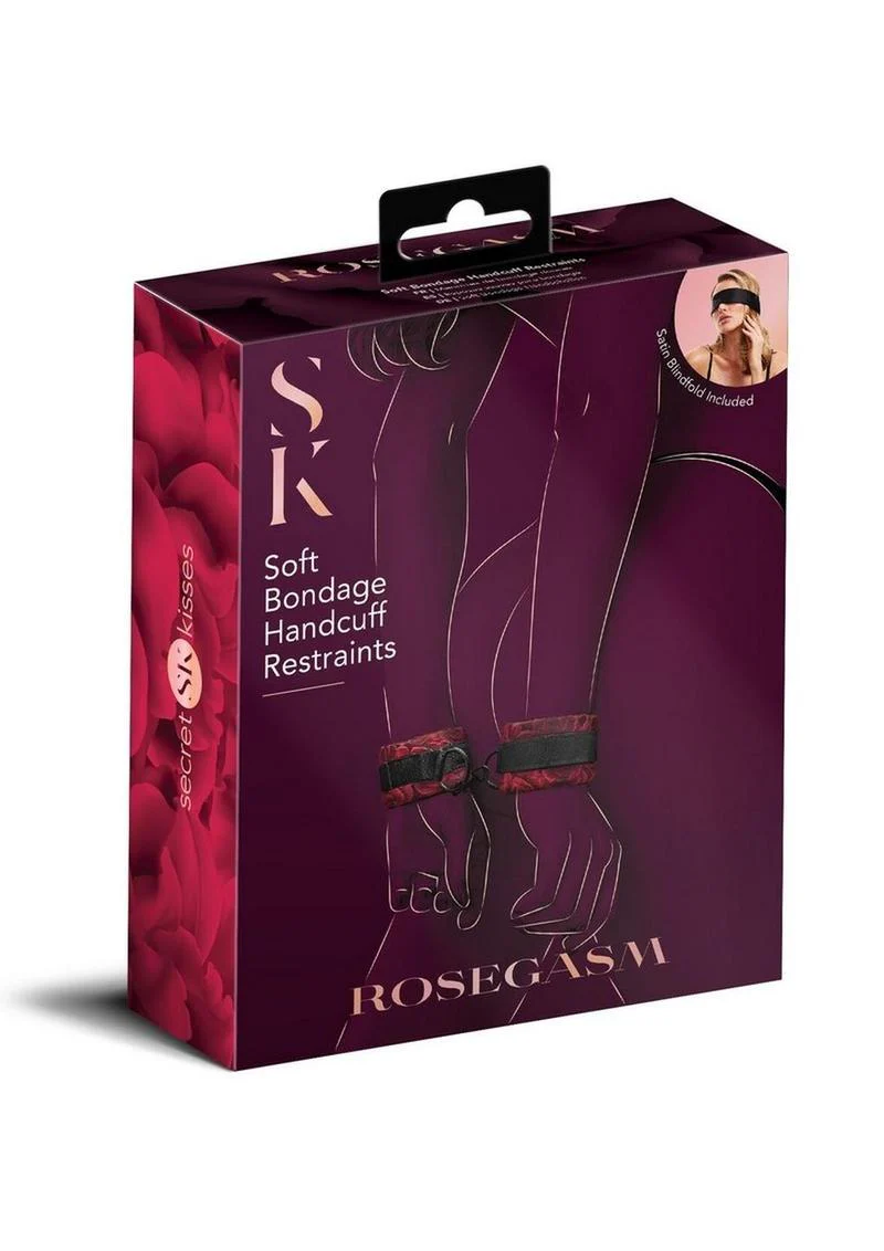 Secret Kisses Rosegasm Cuffs with Satin Blindfold - Image 2