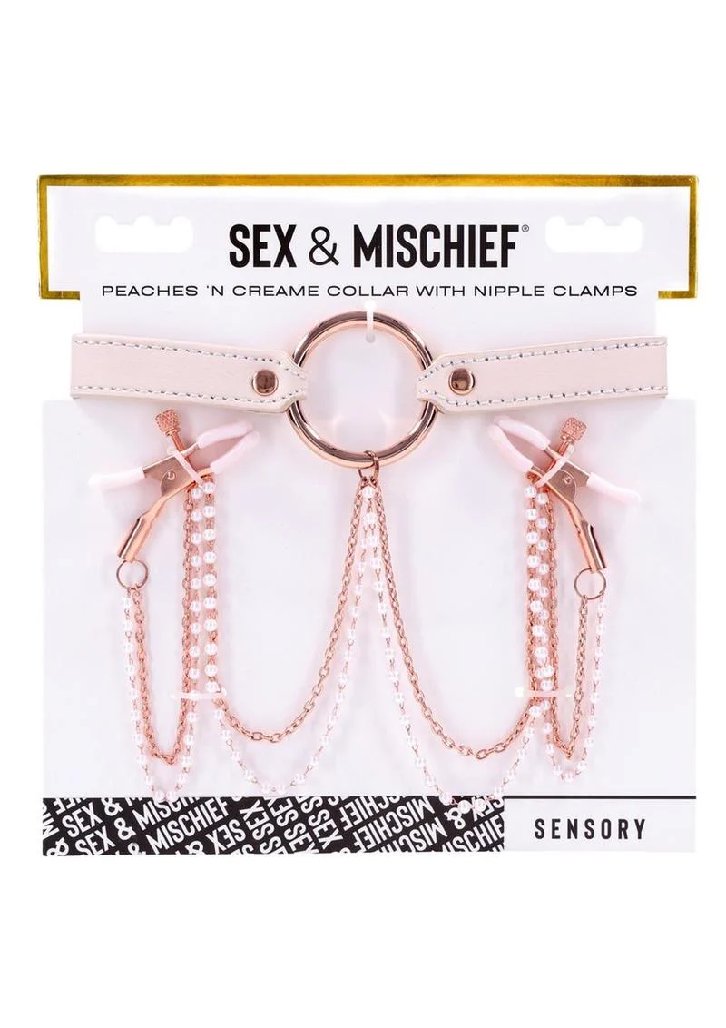 Sex and Miscielf Peaches 'N Creame Collar with Nipple Clamps - Image 2
