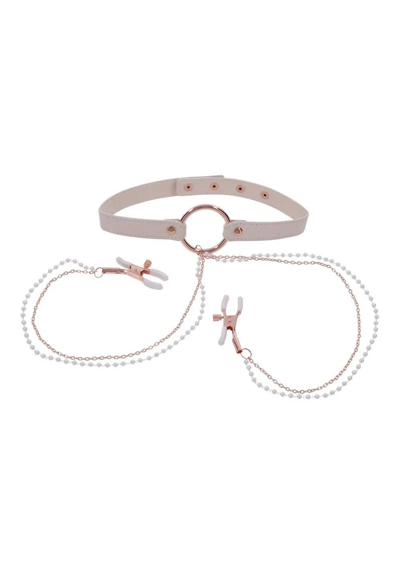 Sex and Miscielf Peaches 'N Creame Collar with Nipple Clamps - Image 3